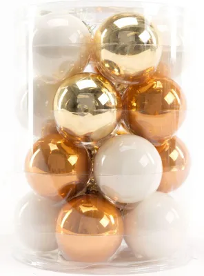 Produktbild von Trendline Weihnachtskugeln aus Glas Ø 6 cm wollweiß-gold-bernstein 20 Stück