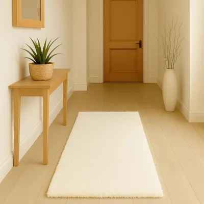 Produktbild von Weicher Shaggy Teppich in Creme – pflegeleichter Hochflor für jeden Wohnbereich Größe - 80 x 150 cm