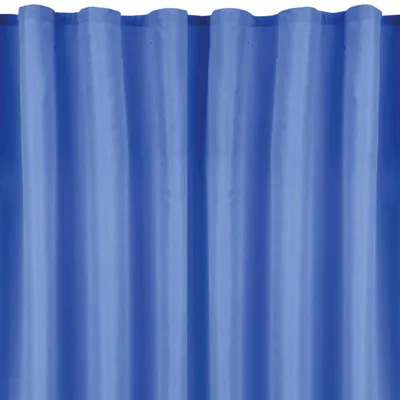 A close-up view of blue curtains.