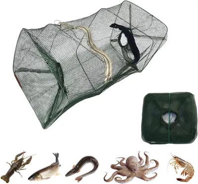 Imagen del producto de Juego de 3 redes plegables para pescar, con malla fina de 5 mm, de 25x25x25 cm, ideales para capturar cangrejos y langostas