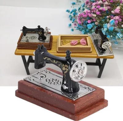 Produktbild von Puppenhaus-Nähmaschine, 1:12, Miniatur-Retro-Heimleben-Szene, Geschenk für Ornamente