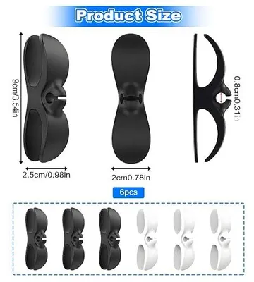 Produktbild von PolkaHome® 6er Set Kabelorganizer Selbstklebend, Kabelhalter Kabelclips für Kabelmanagement, Snoerhouder für Küche, Büro, Schreibtisch