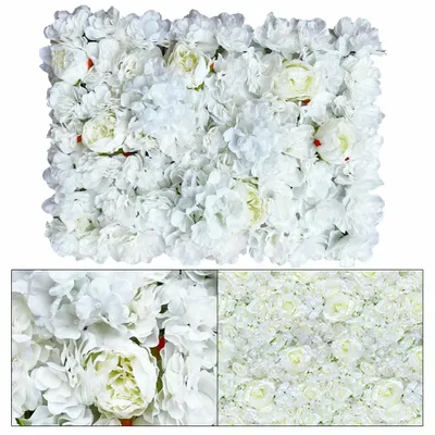 Obrázek produktu pro 6 kusů Umělé květinové stěny Rose Wall Hedvábné květinové pozadí DIY sloupec Umělé květiny Panel pro svatební zahradu Bílá 60x 40cm