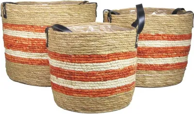 Produktbild von INNA-Glas Pflanzkorb ANJULICA, 3 Stück, orange-beige, 24-32 cm, Ø 28-36 cm - Blumentopf