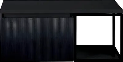 Produktbild von Sanox Waschtischunterschrank Frozen 3D BxHxT 100 x 43 x 45 cm Frontfarbe schwarz matt mit Waschtischplatte und Seitenreg
