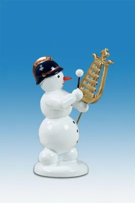 Produktbild von Holzfigur Schneemann Musikant mit Lyraglockenspiel Höhe 6,5cm NEU