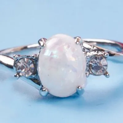 Produktbild von Damen-Ring, exquisiter ovaler Opal-Strass-Knöchelring, Fingerdekoration-Weiß,US 7