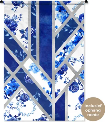Produktbild von MuchoWow® Wandteppich Wandbehang Delfter Blau - Design - Luxus 90x135 cm Tapisserie Dekoration Wandtuch - Baumwolle - Wandskulptur