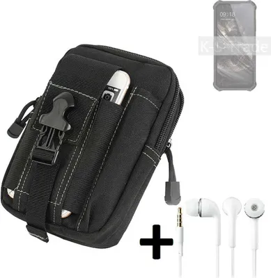 Produktbild von K-S-Trade Gürteltache + Kopfhörer kompatibel mit Oukitel WP19 Gürtel Tasche Holster Schutz Hülle Handy Hülle  schwarz inkl. Extrafächer