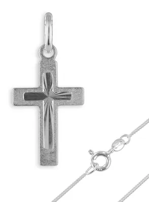 Produktbild von Kreuz Kette 925 Silber diamantiert Anhänger + 45 cm Kette