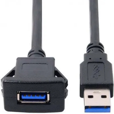 Produktbild von SYSTEM-S USB A 3.0 Buchse auf USB A 3.0 Stecker  Verlängerungskabel Einbaubuchse 100cm