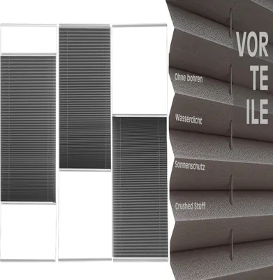 Produktbild von Plissee Kleben ohne Bohren Alu- Klebeleiste Grau Sichtschutz für Fenster & Türen 40 cm-130 cm