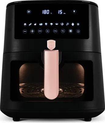 Produktbild von Berlinger Haus Heiluftfritteuse 8L mit Sichtfenster, Digitaler Temperaturregelung 40-200?, Schnelle Funktion und Warmhaltefunktion, Schwarz-Rosgold, berhitzungsschutz