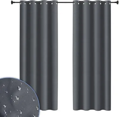 Obrázok produktu pre Záclona na balkón, čierna - 132 x 244 cm - vodeodolná - odolná voči poveternostným vplyvom - priesvitná - 1 kus - polyester
