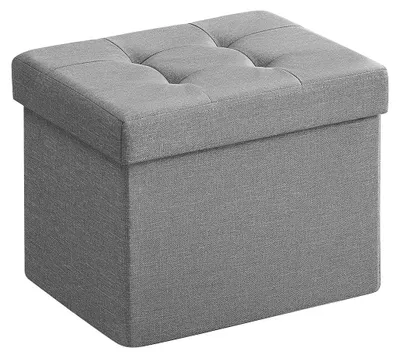 Obrázek produktu pro Úložný taburet s polstrováním – odkládací taburet – imitace lněného materiálu – rozměry 31 x 41 x 31 cm