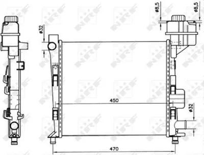 Produktbild von Kühler Motor Kühlrippen 403 - 378 mm Alu NRF für MERCEDES-BENZ A-KLASSE