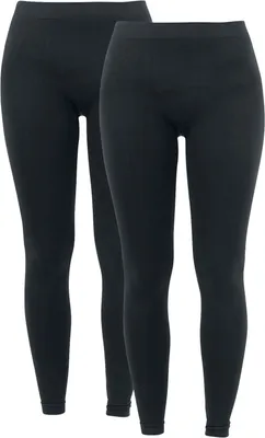 Produktbild von RED by EMP Damen schwarze Basic Leggings im Doppelpack aus Seamless Stretch Material – Körpernahe Passform für hohen Tragekomfort 3XL