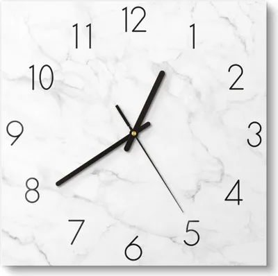 Produktbild von DEQORI Glasuhr 30x30 cm Zahlen 'Marmorplatte im Detail' Wanduhr Glas Uhr Design leise