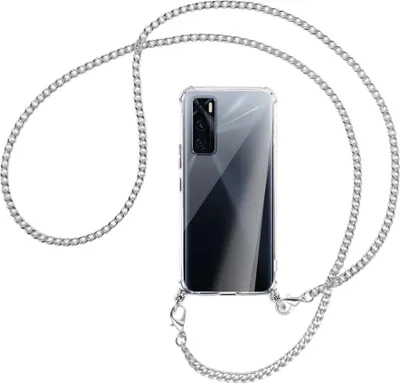Produktbild von Handykette Backcover-Schutzhülle mit Band (Metall silberfarben) für vivo V20 SE (V2022) / Y70 - silberfarbene Kette