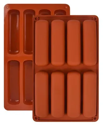 Image de Moules en silicone pour barres de céréales, 8 cavités, rectangulaires, antiadhésives, lot de 2