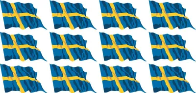 Produktbild von Mini Aufkleber Set - Pack wehend - 50x31mm - selbstklebender Sticker - Schweden - Flagge / Banner / Standarte fürs Auto, Büro, zu Hause und die Schule - 12 Stück