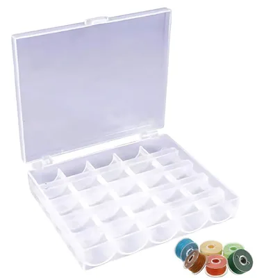 Produktbild von Aufbewahrungsbox mit 25 Fächern - Sortierbehälter für Nähzubehör und Bastelbedarf - Kunststoff - Transparent