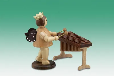 Produktbild von Holzfigur Musikantenengel am Xylophon mit Krone natur Höhe 6,5cm NEU
