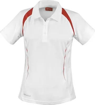 Produktbild von SPIRO S177F | Damen Team Spirit sports Poloshirt +Atmungsaktiv - Farbe: White/Red - Größe: S (36)