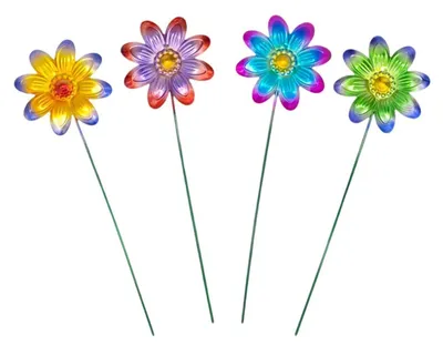 Produktbild von Metall Blumenstecker 4er Set Wetterfest Garten Deko Frühlingsdeko Outdoor Dekoration