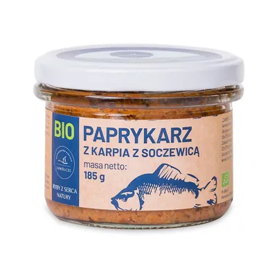 Zdjęcie produktu dla PAPRYKARZ Z KARPIA Z SOCZEWICĄ185 g (SŁOIK) - GOSPODARSTWO RYBACKIE ZAWÓLCZE