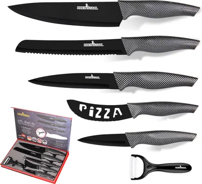 Produktbild von RHEINSTAHL Messer Set 6-teilig- Edelstahl küchenmesser set mit Geschenkbox,Profi knife set Messerset inkl. Schäler RS-9003