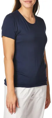 Image de WonderWink : T-shirt en jersey doux pour femmes, manches courtes. - Bleu - Taille moyenne