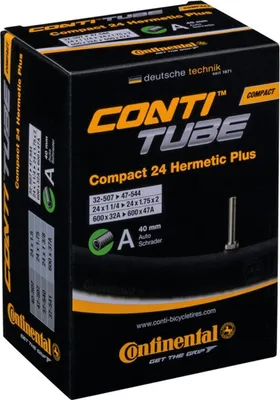 Productafbeelding van Continental 24' slang 'Compact 24 Hermetic Plus', 24x1 1/4-1,75' (32/47-507/544), AV 34 mm, zwart