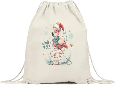 Produktbild von Winter Vibes Lustiges Flamingomotiv Turnbeutel Geschenkidee witziges Design Weihnachten