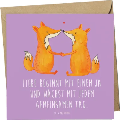 Produktbild von Mr. & Mrs. Panda Deluxe Karte Hochzeit Liebe - Lavendeltraum - Geschenk, wundervolle Augenblicke, Klappkarte, Ehe, Design, Brautpaar, Hochwertige Klappkarte, Ja