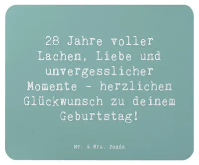 Produktbild von Mr. & Mrs. Panda Mousepad Spruch 28. Geburtstag Erinnerungen - Meeresbrise - Geschenk, Jubiläum, laptop mauspad, Freude, Alter, mousematte, Happy Birthday, Mouse Pad