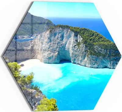 Produktbild von DEQORI Glasbild Echtglas 55x48 cm 'Schiffswrack-Strand' Wandbild Bild modern Deko
