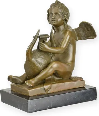 Productafbeelding van A Bronze Sculpture Af An Sitting Angel