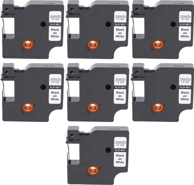 Produktbild von 7x Schriftband für DYMO D1 45013 My Office Schwarz auf Weiß Label Manager Point