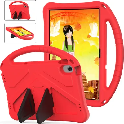 Produktbild von Kinder Hülle für Lenovo Tab M10 Plus 3rd Gen 10.6" TB125FU/T28f, Eva Leichte Stoßfeste Faltbarem Ständer, Kids Griff Schutzhülle Rot