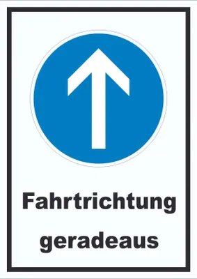Produktbild von Schild Fahrtrichtung geradeaus A4 (210x297mm)