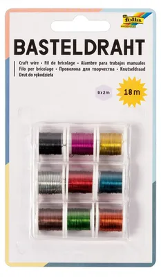 Zdjęcie produktu dla folia 79909 zestaw drutu rzemieślniczego folia, 9 szpul po 2 m, różne kolory