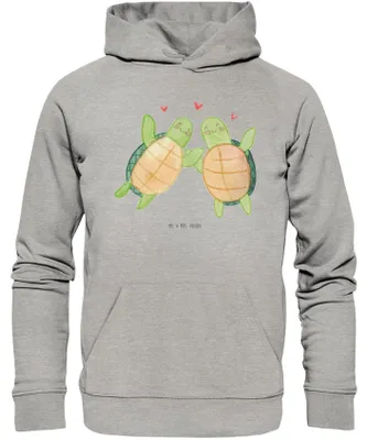 Produktbild von Mr. & Mrs. Panda Kapuzensweater Schildkröten Paar Größe S - Heather Grey - Geschenk, Kapuzenpullover, für Freundin, Kapuzenpulli, Pulli, Partner, Hochzeitstag, Hoodie