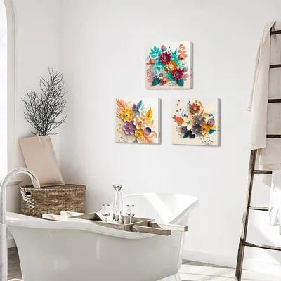 Produktbild von Kunstvoll canvas Gemälde - Set aus 3 - Wanddekoration für Schlafzimmer und Kinderzimmer - 30 x 30 cm
