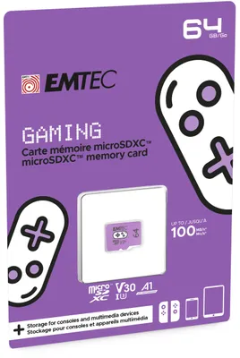 Produktbild von Emtec ECMSDM64GXCU3G, 64 GB, MicroSDXC, UHS-I, 100 MB/s, Class 3 (U3), V30