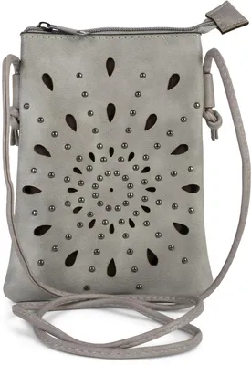 Produktbild von styleBREAKER Damen Mini Bag Umhängetasche mit Cutouts in Ethno Blumen Form und Nieten, Schultertasche, Handtasche, Tasche 02012304
