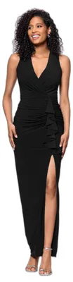 Produktbild von Betsy & Adam Damen Langes dehnbares ärmelloses Wickelkleid mit V-Ausschnitt und