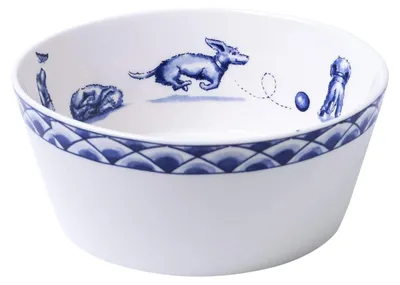 Productafbeelding van Heinen Delfts Blauw – Voerbak voor Dwergspits, "Nhaan" model