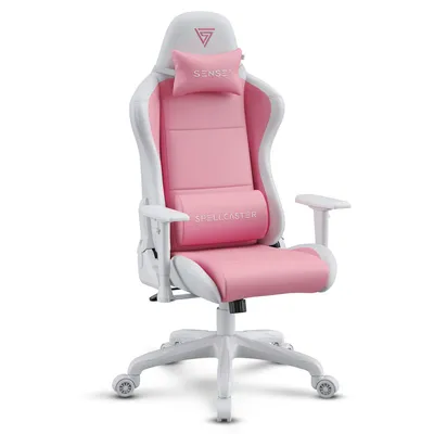 Obrázek produktu pro Sense7 Zaklínač FUKU herní židle, herní křeslo, kancelářská židle, ergonomická kancelářská židle, otočná židle s opěrkami hlavy do 120 kg růžová barva