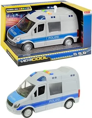 Produktbild von Toi-Toys VEHICOOL Super Polizeibus mit Licht, Sound & Friktion – Spielzeugauto für Kinder